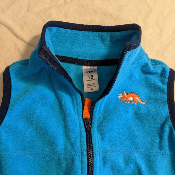 3-Piece Carter's Colorful Layers Blue and Orange Zip-up Fleece Vest - Picture 5 of 13